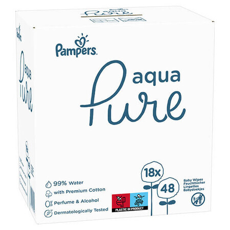 Pampers Aqua Pure, șervețele umede, 18 x 48 buc