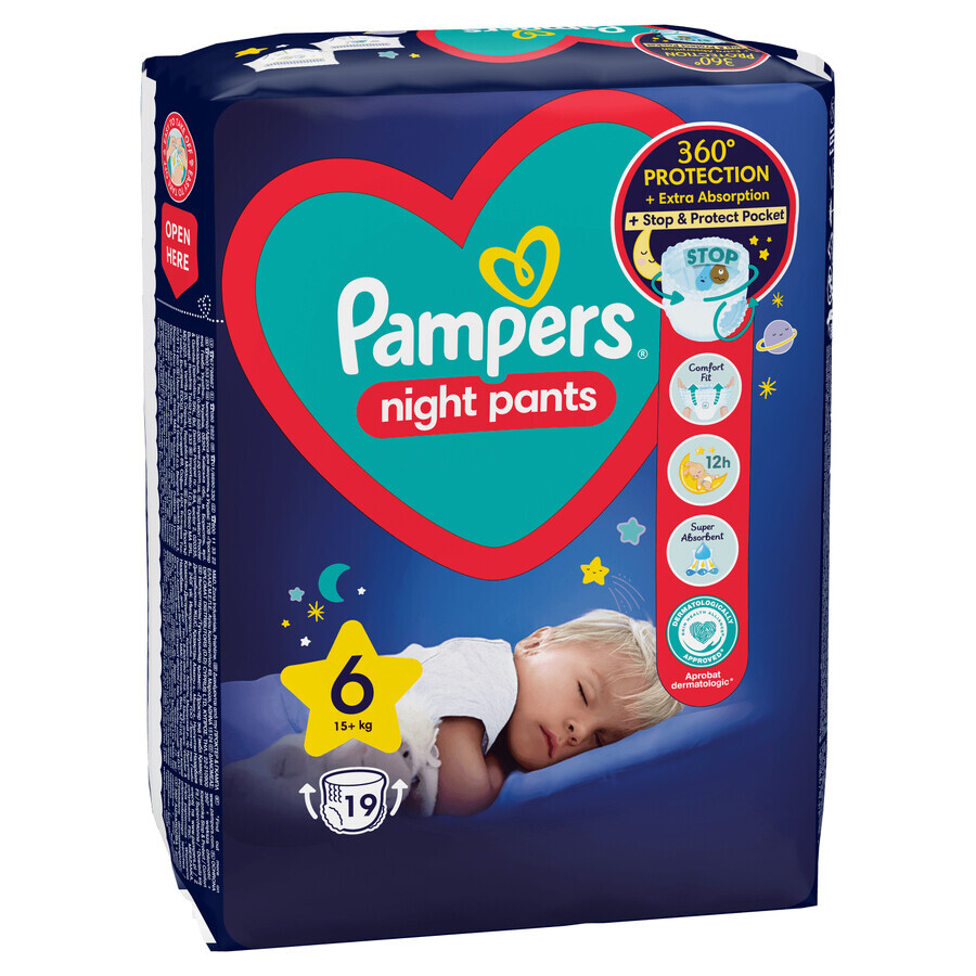 Pampers Night Pants, Windeln, Größe 6, 15+ kg, 19 Stück