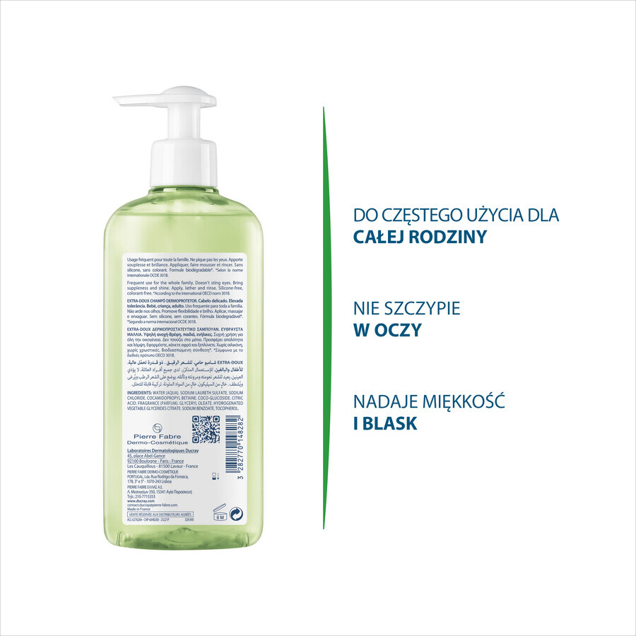 Ducray Extra Doux, șampon dermatologic pentru utilizare frecventă, 400 ml