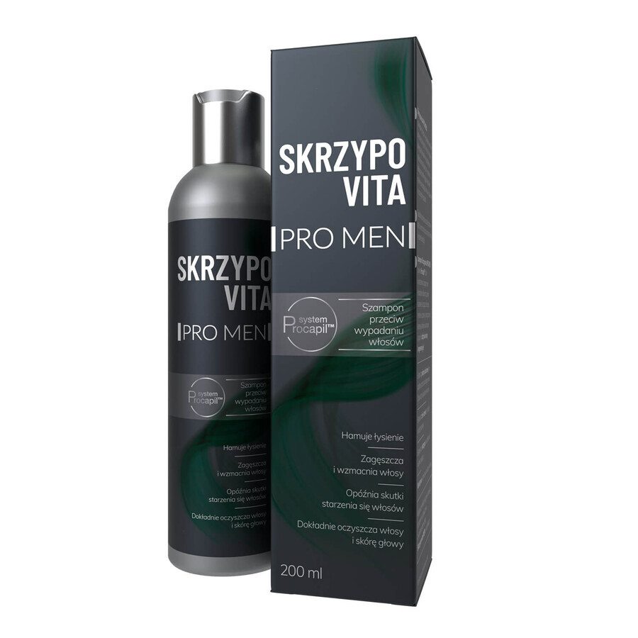 Set Skrzypovita, Men, 30 comprimidos recubiertos + Pro Men, champú anticaída, 200 ml + neceser adicional