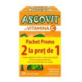 Pachet Ascovit cu Vitamina C aroma de piersica, 20 comprimate, Omega Pharm ( 1 + 1 )