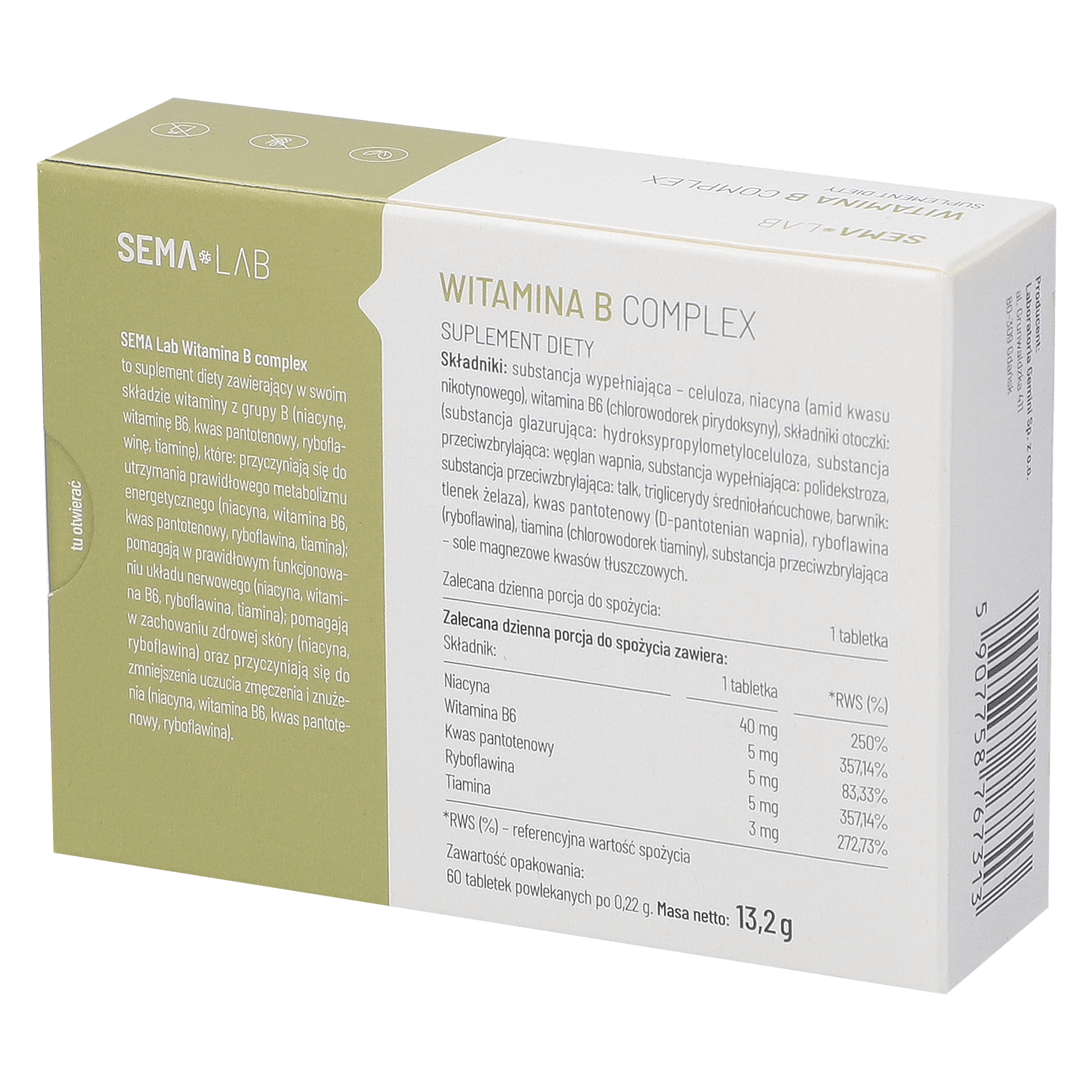 SEMA Lab Vitamin B Complex, 60 comprimate filmate