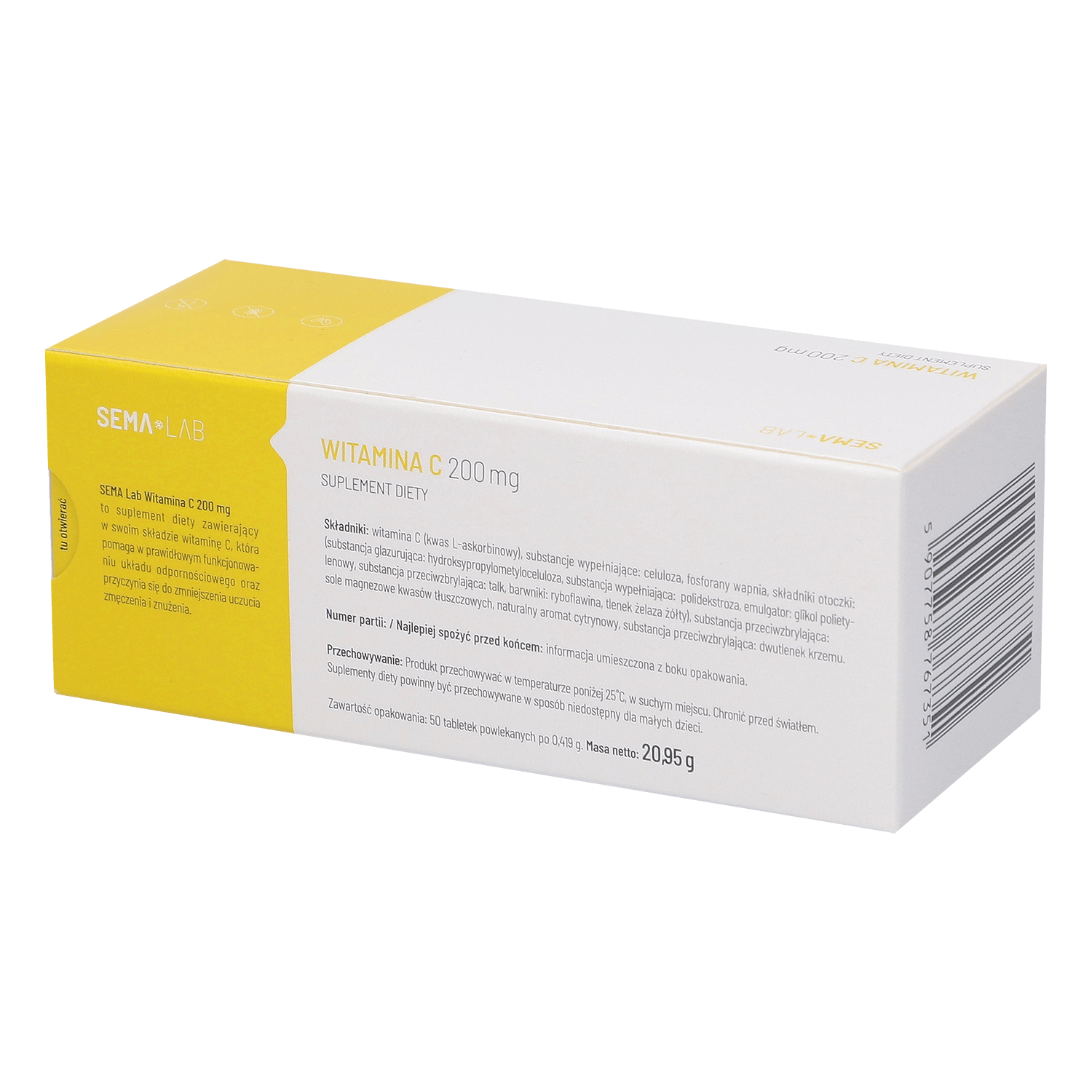 SEMA Lab Vitamina C 200 mg, 50 comprimate filmate