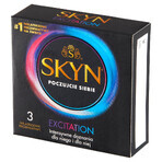 Unimil Skyn ​​​​Excitation, condones sin látex, 3 piezas