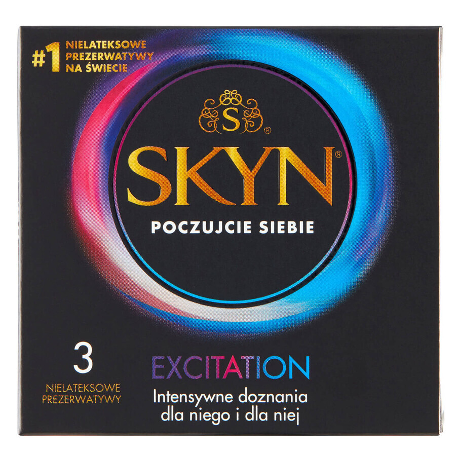 Unimil Skyn ​​​​Excitation, condones sin látex, 3 piezas