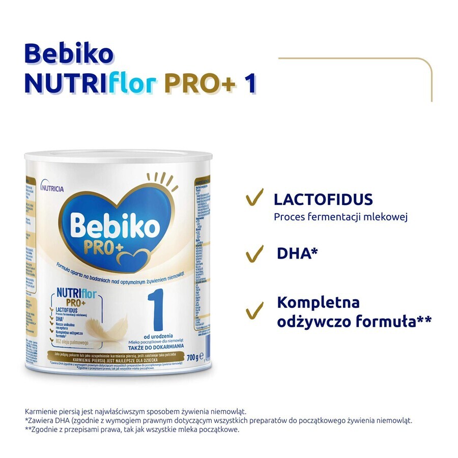 Bebiko Pro+ 1 Nutrriflor Pro+, lapte pentru sugari, de la naștere, 700 g