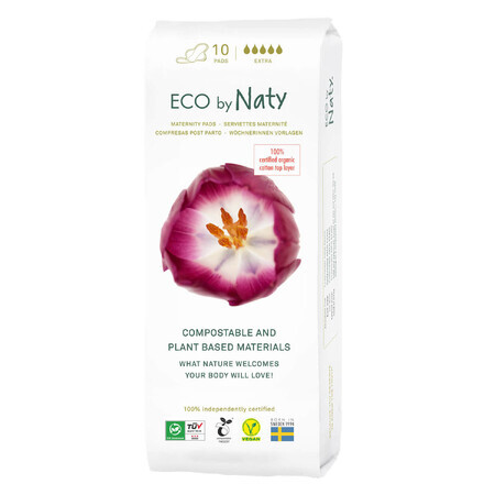 Eco by Naty, umweltfreundliche Wochenbetteinlagen, kompostierbar, Extra, 10 Stück