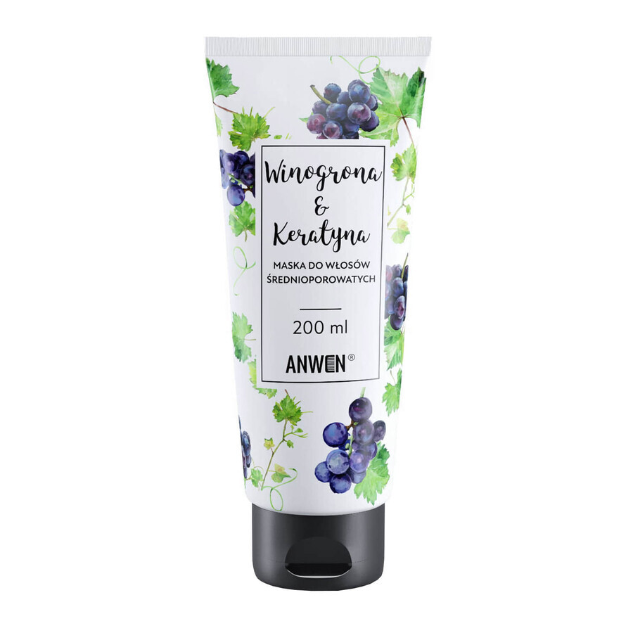 Anwen Druiven en Keratine, middellang haarmasker, 200 ml