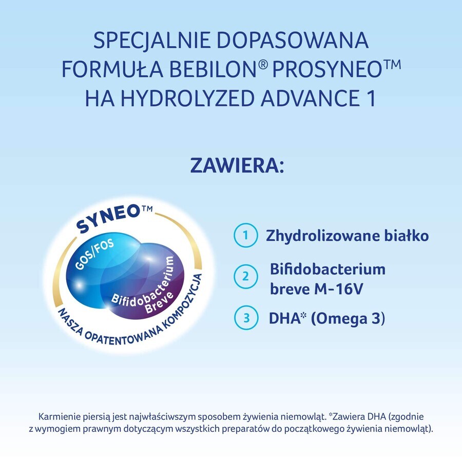 Bebilon Prosyneo HA Hidrolizat Advance 1, lapte pentru sugari, de la naștere, 400 g