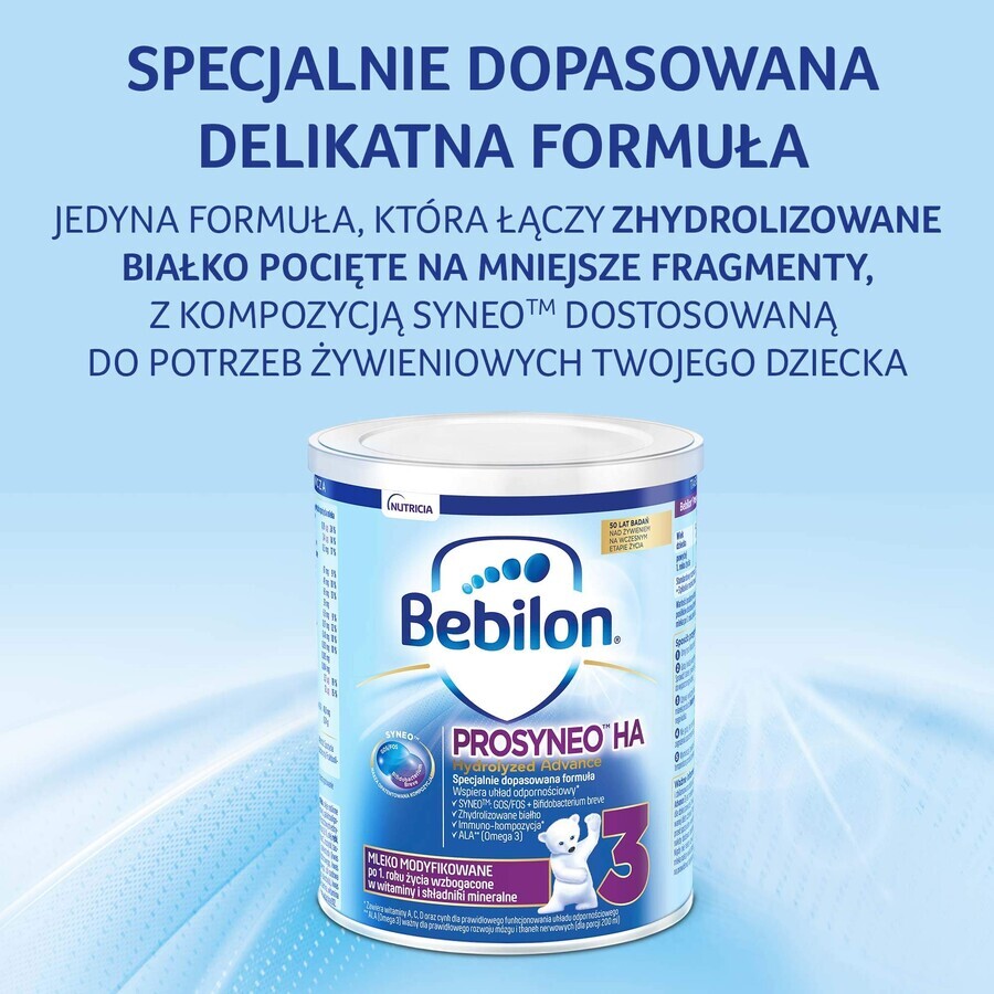 Bebilon Prosyneo HA Hidrolizat Advance 3, lapte modificat, după 1 an, 400 g