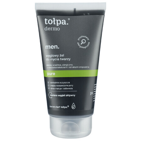 Tolpa Dermo Men Pure, gel de curățare facială cu cărbune, 150 ml