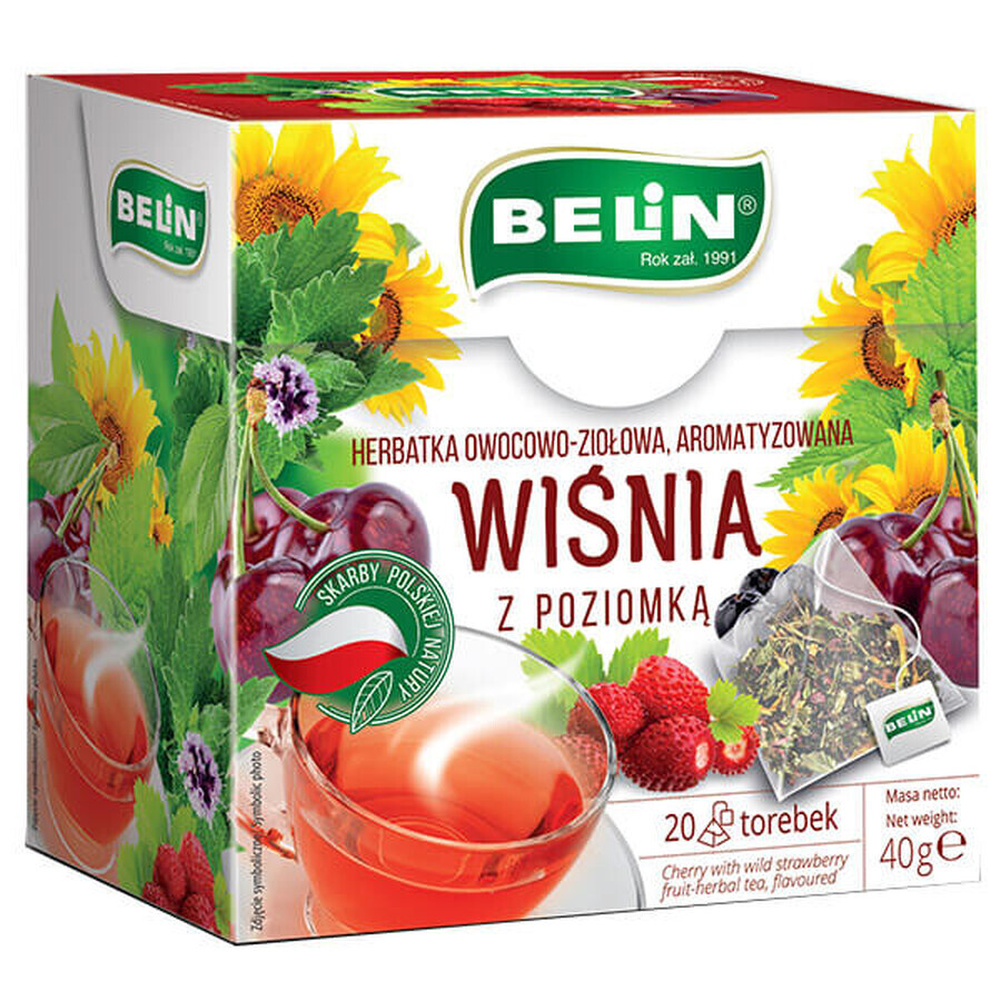 Belin Cireșe cu căpșuni, ceai de fructe și plante, aromat, 2 g x 20 pliculețe