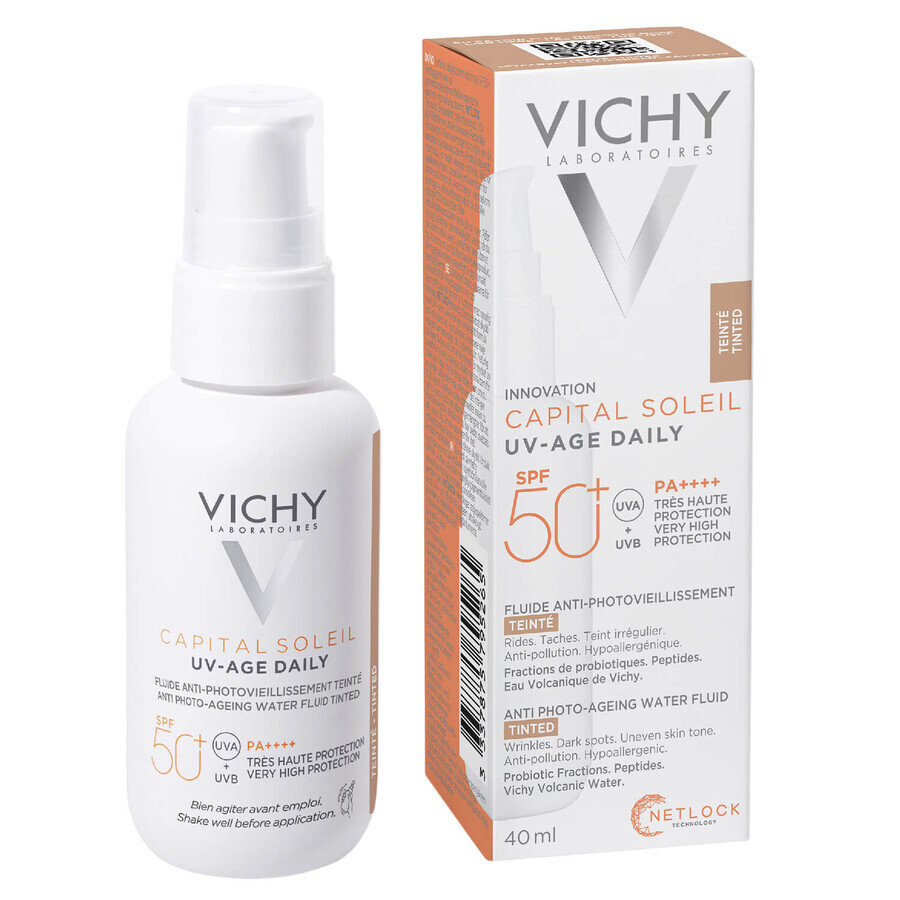 Vichy Capital Soleil UV-Age Daily, fluid antiîmbătrânire fotocolorant, SPF 50+, 40 ml 