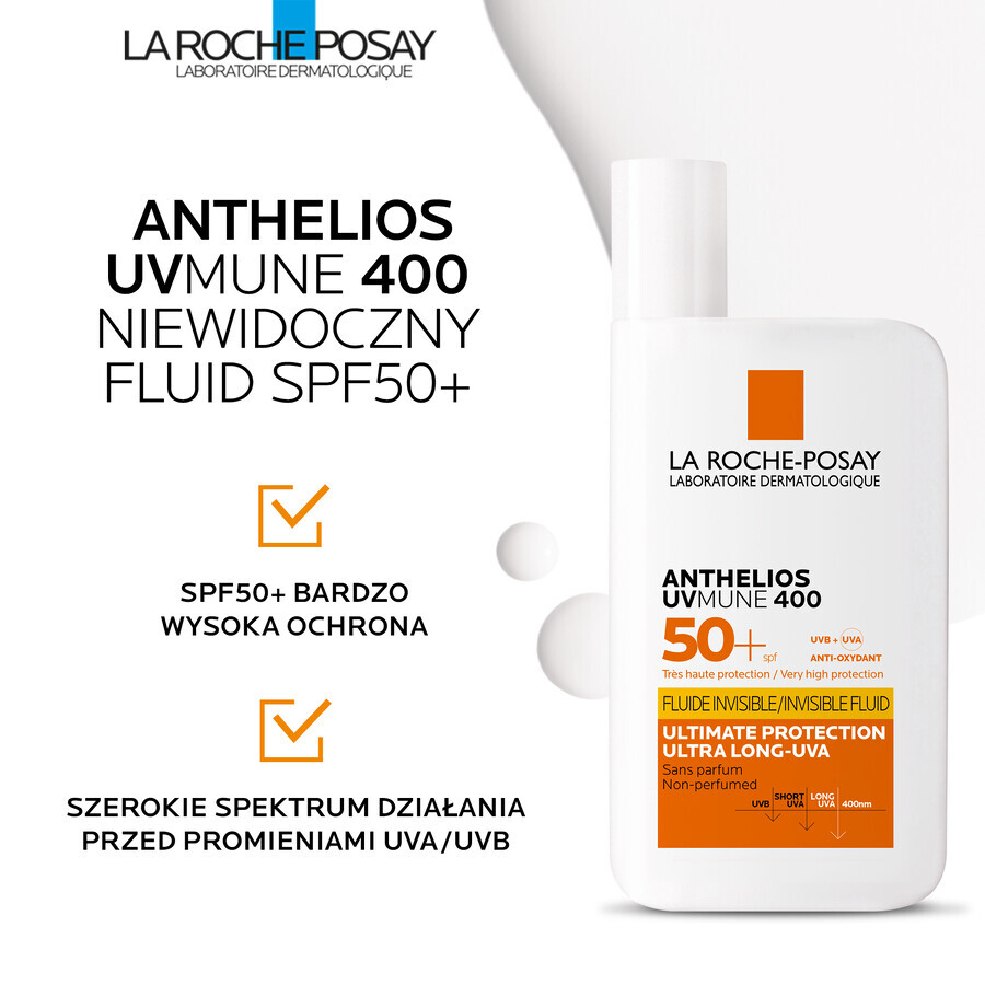 La Roche-Posay Anthelios UVMune 400, fluid protector invizibil, SPF 50+, 50 ml