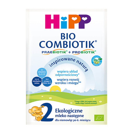 HiPP 2 Bio Combiotik, lapte de continuare organic, după 6 luni, 27 g