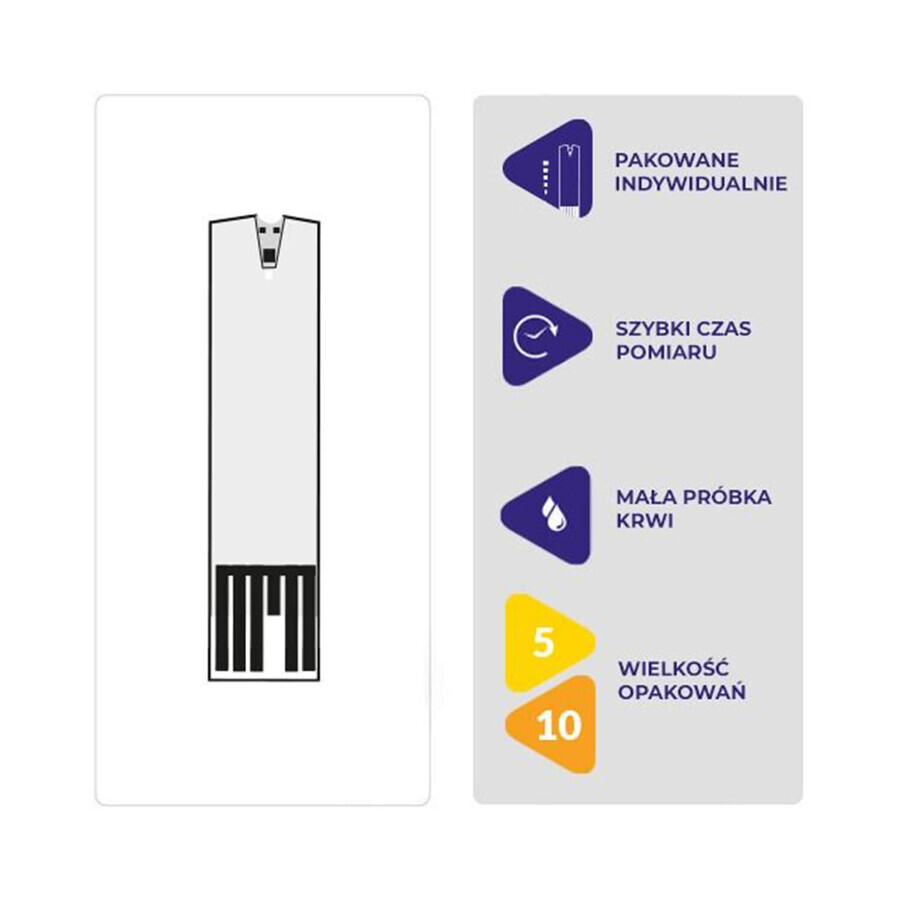 MultiSure GK Ketone, bandelettes réactives pour le contrôle de la concentration des corps cétoniques dans le sang, 10 unités