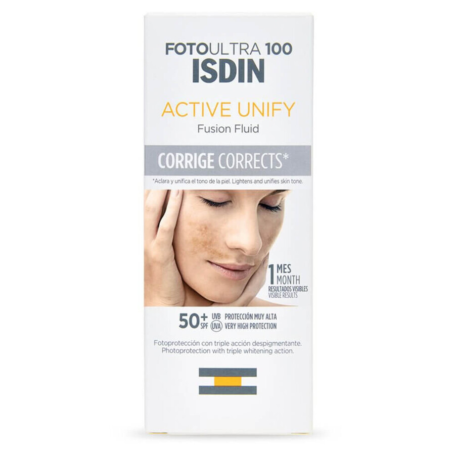 Isdin Fotoultra 100 Active Unify, fluid corector de imperfecțiuni, SPF 50+, 50 ml