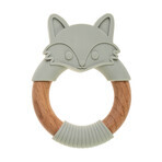 Bocioland, wooden-silicone teether, gray fox, from birth, 1 pc