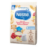 Nestle Porridge de ovăz și grâu, zmeură-banană, lapte, fără zahăr adăugat, după 6 luni, 180 g