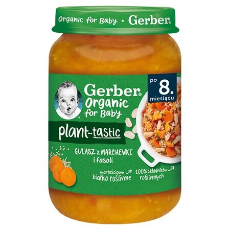 Gerber Organic Plant-Tastic, tocană de morcovi și fasole, după 8 luni, 190 g