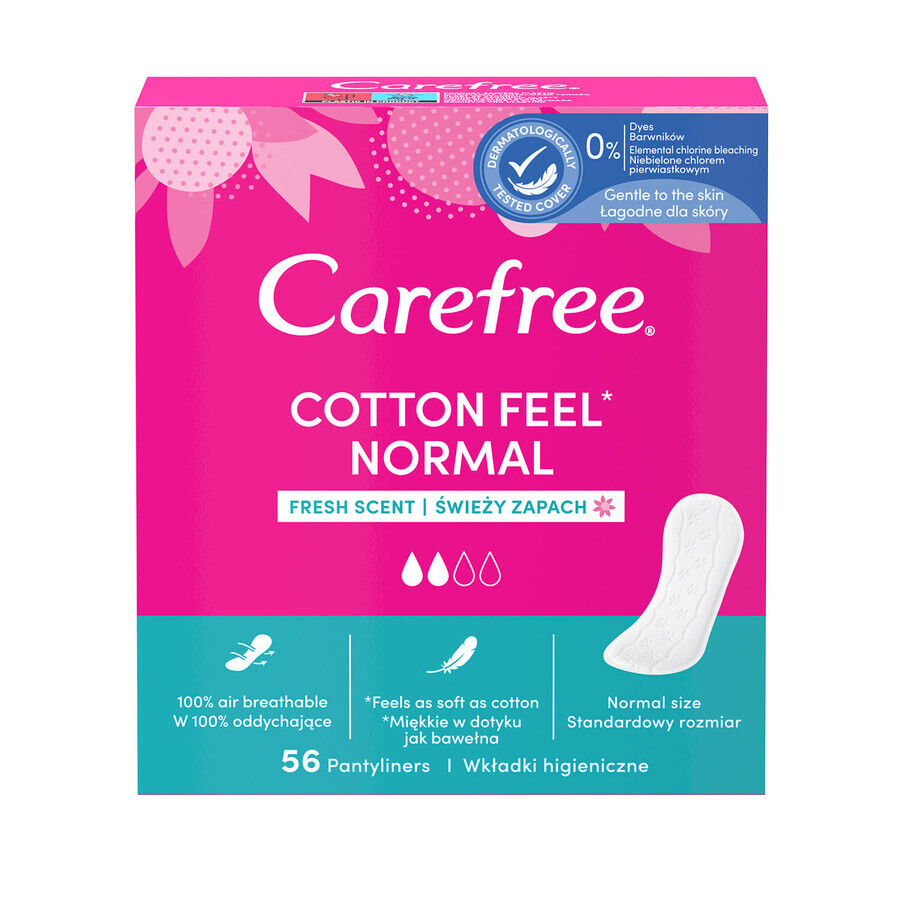 Tampoane sanitare Carefree Cotton Feel Normal, parfum proaspăt, 56 buc