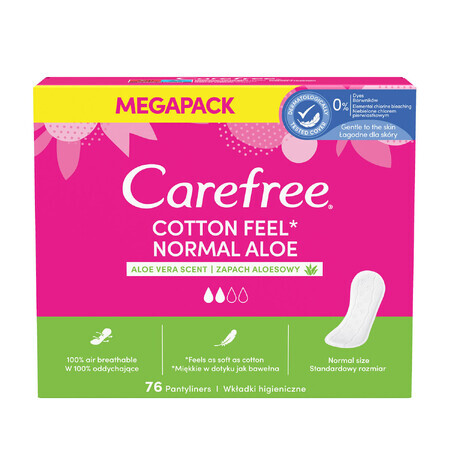 Absorbante sanitare Carefree Cotton Feel Normal Aloe, aromă aloe, 76 buc