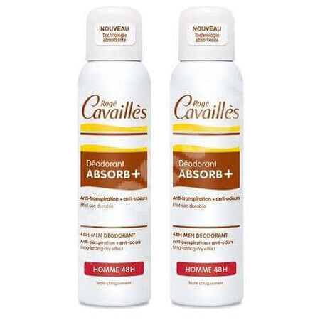 Pachet deodorant spray reglator ABSORB+ pentru barbati, 150 + 150 ml, Roge Cavailles