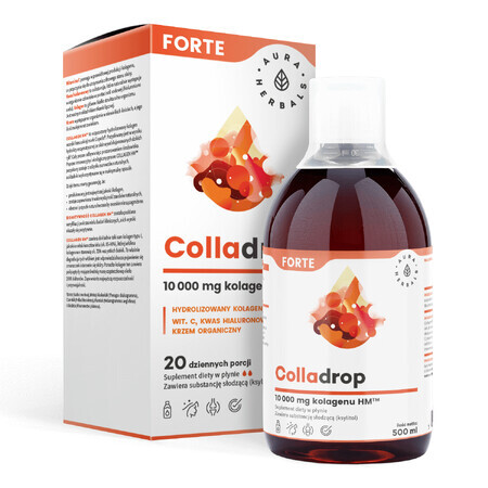 Aura Herbals Colladrop Forte, colagen marin HM 10000 mg, 500 ml