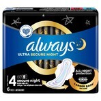 Always Ultra Secure Night, assorbenti igienici con ali, misura 4, 6 pz.