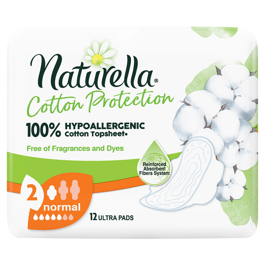 Naturella Cotton Protection, Compresas higiénicas con alas, Normal, 12 uds.