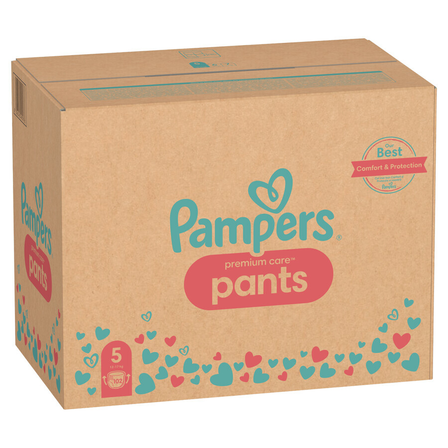 Pampers Premium Care Pants, scutece, mărimea 5, 12-17 kg, 102 buc