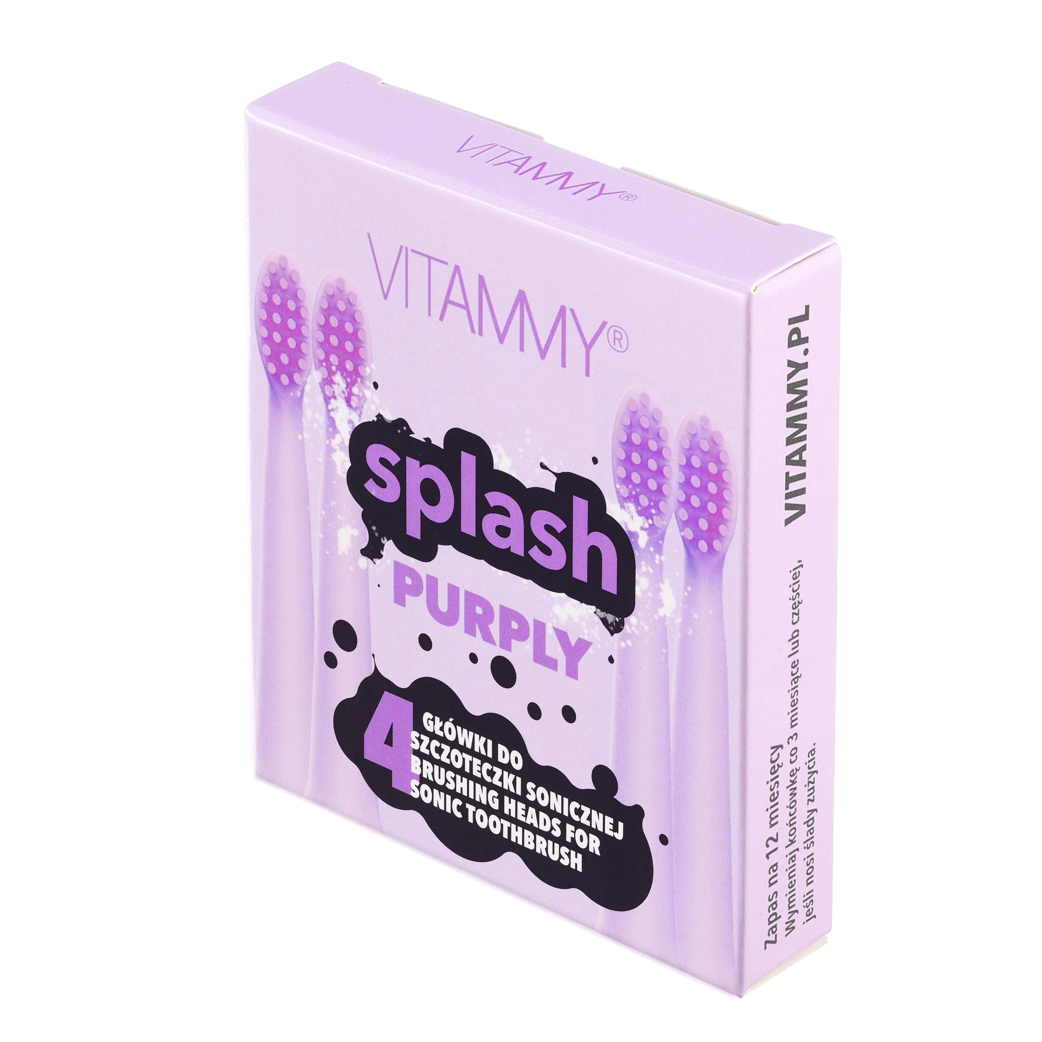 Vitammy Splash, sfaturi periuță de dinți sonică pentru copii, purpuriu, de la 8 ani, 4 bucăți