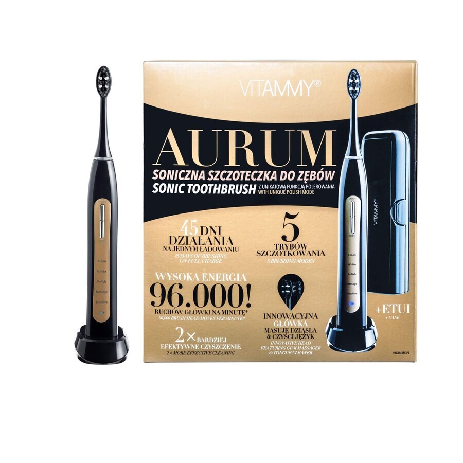 Vitammy Aurum Black, periuță de dinți sonică, negru + cutie, 1 buc