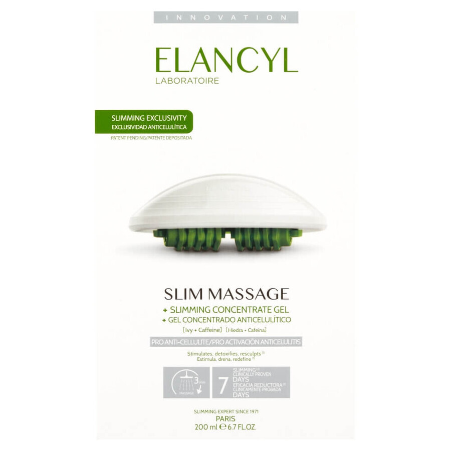 Elancyl Slim Massage, aparat de masaj manual + gel de duș concentrat pentru slăbire, 200 ml