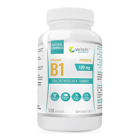 Wish Vitamin B1 100 mg + Prebiotic, 120 Kapseln