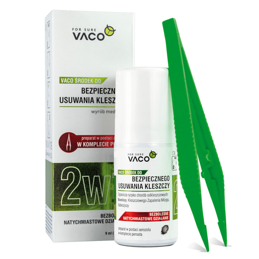 Vaco, retirer les tiques en toute sécurité 2en1, aérosol, 9 ml + pince à épiler