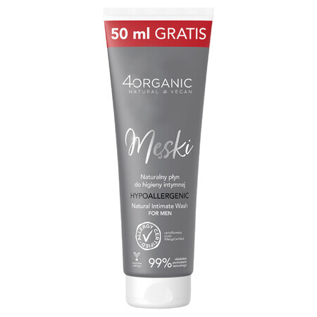 4Organic Male, natürliche Intimpflege-Lotion, 200 ml + 50 ml gratis