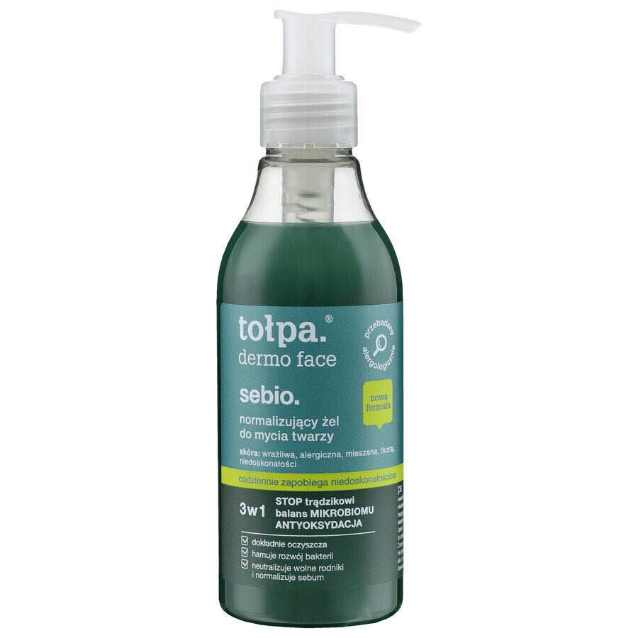 Tolpa Dermo Face Sebio, Gel de curățare facială normalizant, 195 ml