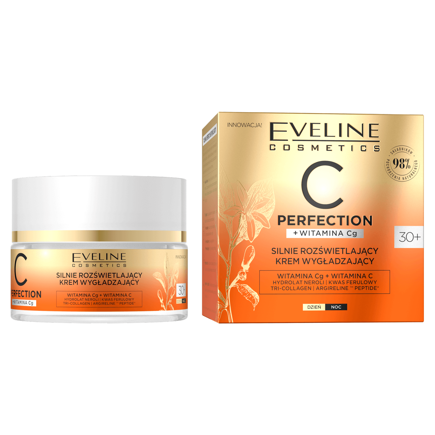 Eveline Cosmetics C-Perfection 30+, cremă de față cu efect puternic de iluminare și netezire, zi și noapte, 50 ml