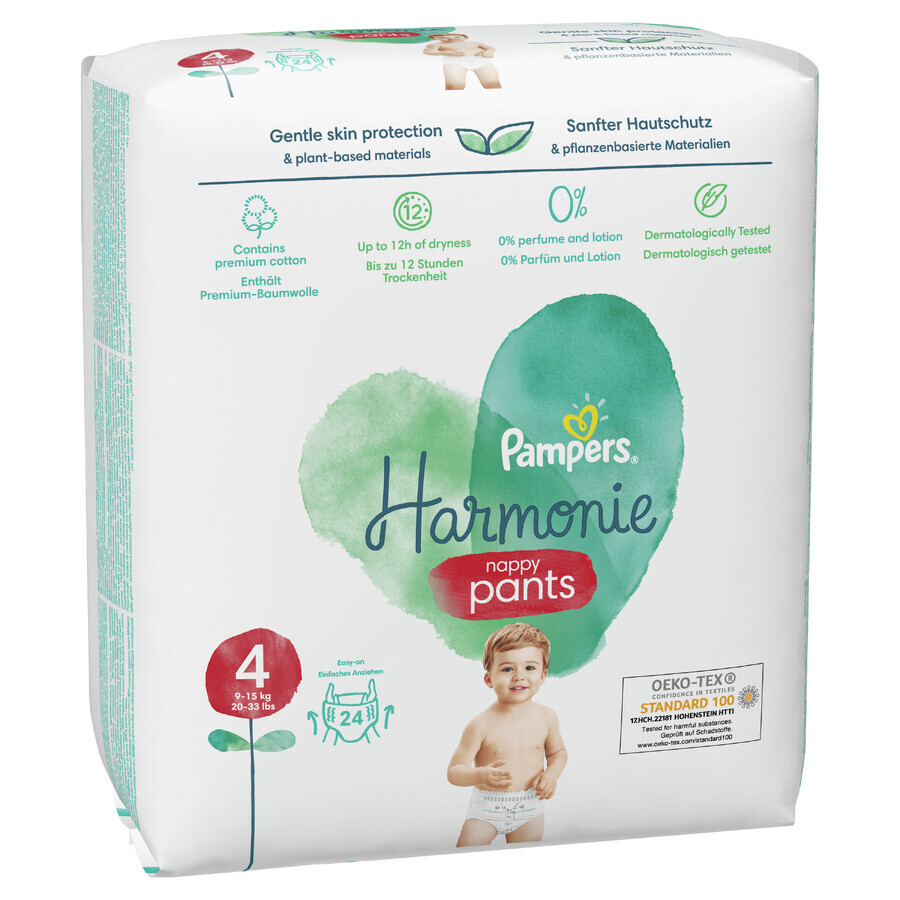 Pampers Harmonie Pants, scutece, mărimea 4, 9-15 kg, 24 buc