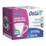 Pachet Ostart Vital Ca + D3, 20 comprimate + cana, Fiterman
