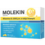 Molekin D3, vitamina D3 2000 UI în ulei de semințe de in, 75 capsule