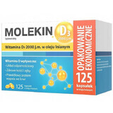 Molekin D3, vitamina D3 2000 UI în ulei de semințe de in, 125 capsule