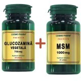 Pachet Premium Glucozamina Vegetală 750 mg, 60 tablete + MSM 1000 mg, 30 tablete, Cosmopharm
