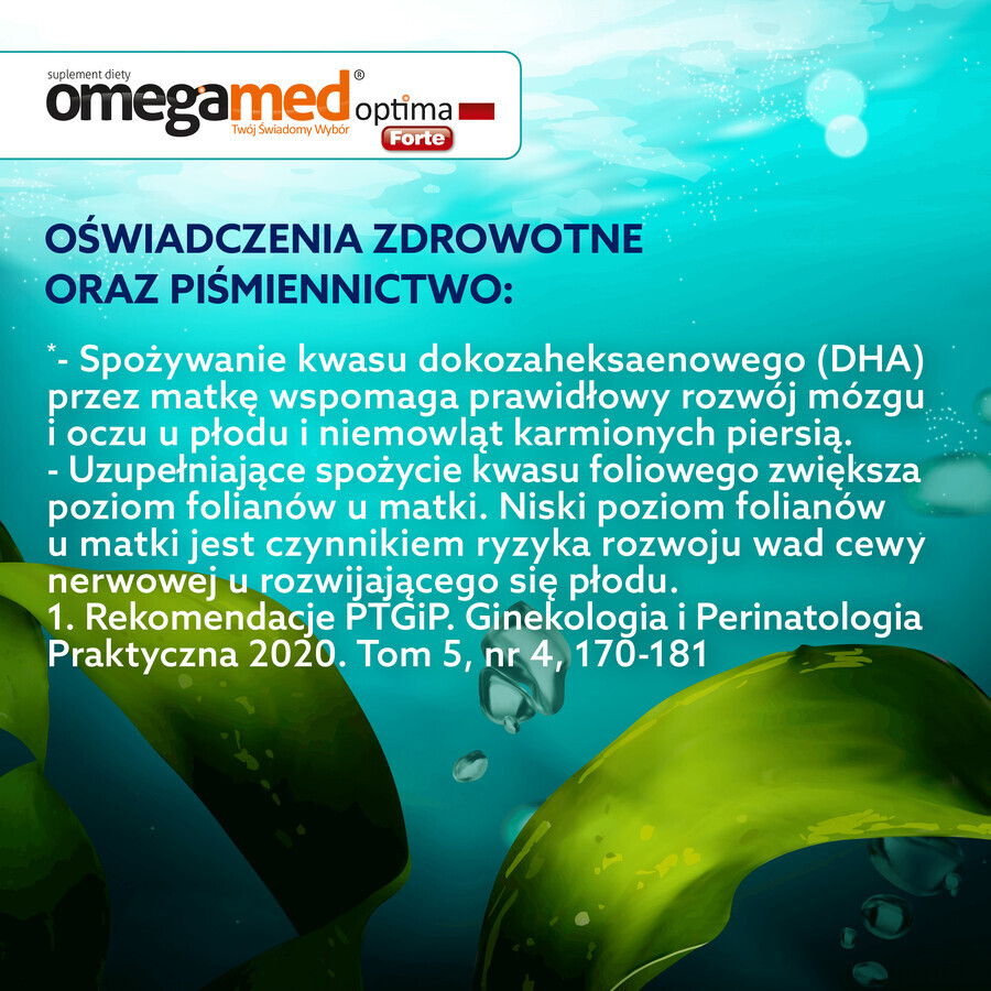 Omegamed Optima Forte DHA din alge pentru femei în al doilea și al treilea trimestru de sarcină și mame care alăptează, 60 capsule