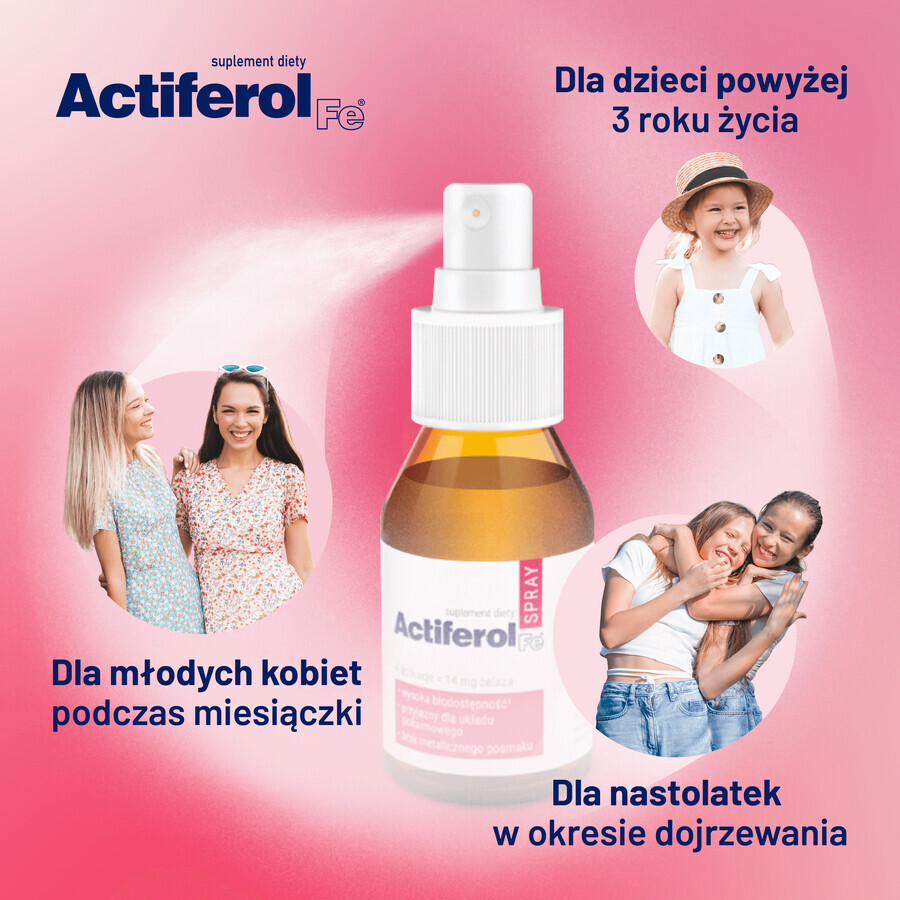 Actiferol Fe, spray cu aromă de căpșuni, 60 ml