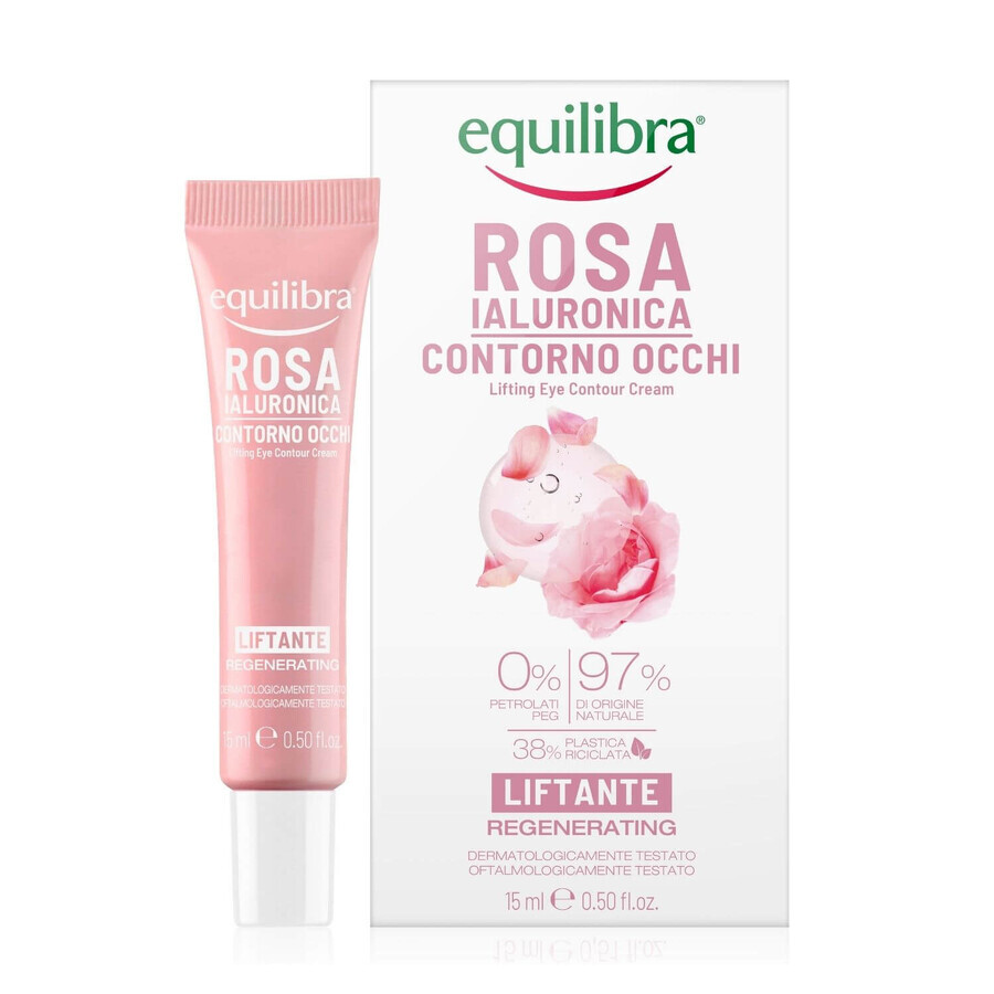 Equilibra Rosa, crème liftante pour les yeux à la rose, acide hyaluronique, 15 ml