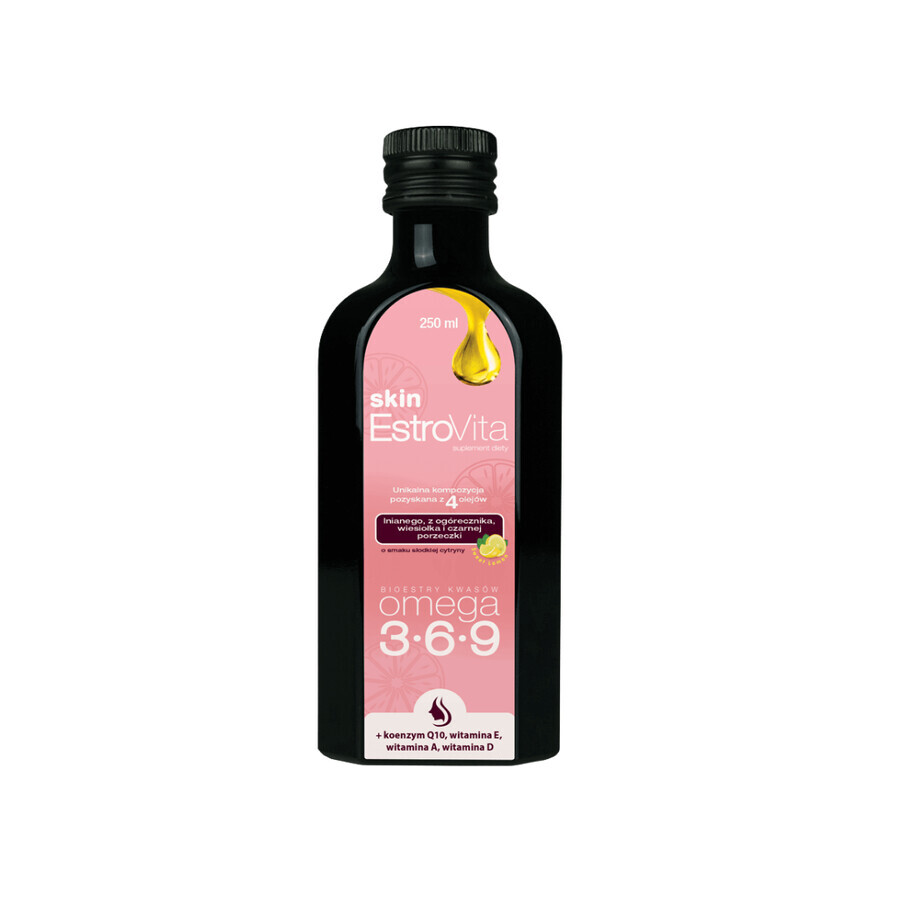 EstroVita Skin, esters van Omegazuren 3-6-9, zoete citroensmaak, 250 ml