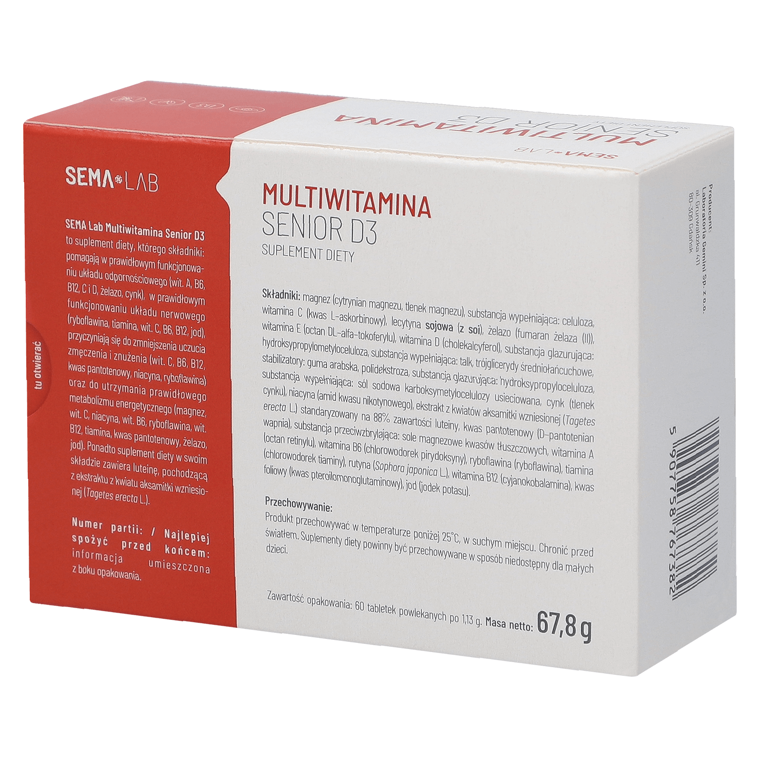 SEMA Lab Multivitamin Senior D3, 60 comprimate filmate