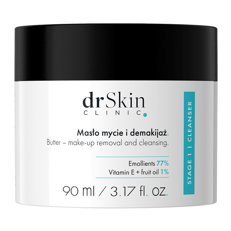 DrSkin Clinic, beurre pour le visage, nettoyant et démaquillant, émollients 77%, vitamine E, huile de fruit 1%, 90 ml